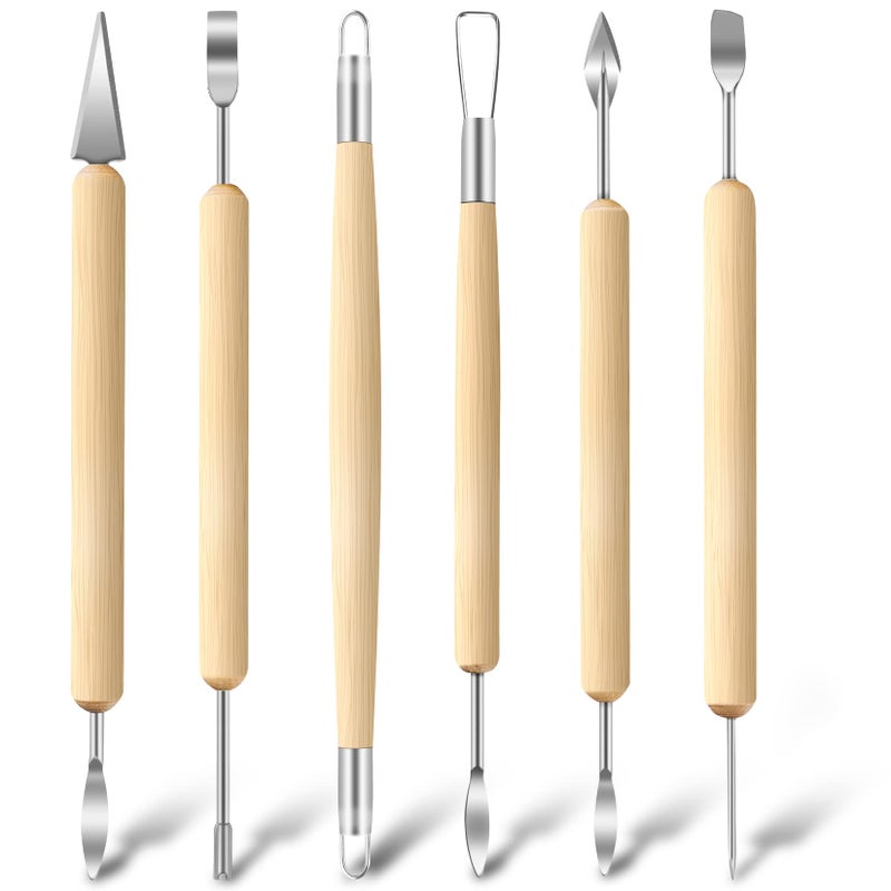 Jetmore 6 Pack Clay Tools Kit, Pottery Tools & Sculpting Tools, Polymer Modeling Clay Cutters Sculpture Set for Carving, Ceramics, Molding, DIY - Image 1