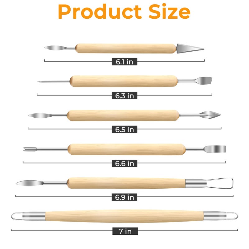 Jetmore 6 Pack Clay Tools Kit, Pottery Tools & Sculpting Tools, Polymer Modeling Clay Cutters Sculpture Set for Carving, Ceramics, Molding, DIY - Image 2
