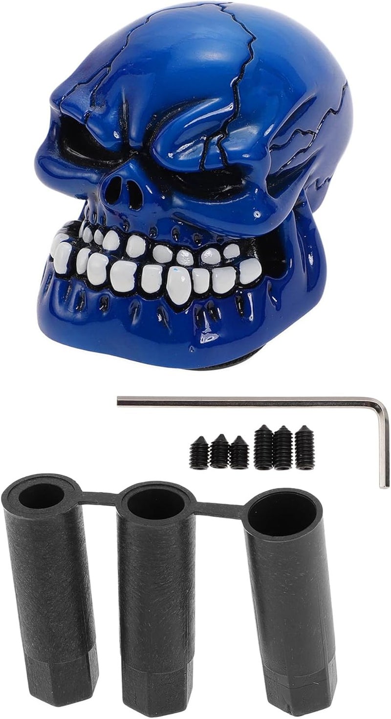 HEROFFIX 7cm Blue Skull Shift Knob Universal Gear Shifter for Automatic and Manual Vehicles - Image 1