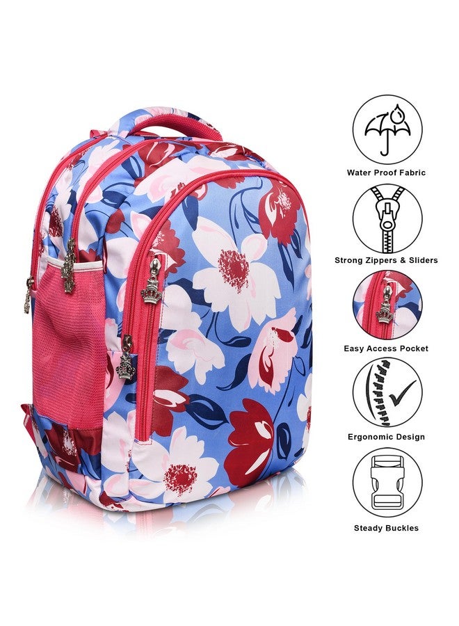 Stylbase Floral Multi Printed Waterproof Bag Ideal For Tuition College Backpack School Bag For Girls 12 years Stylish and Trendy bag for girls 18 Inch Pink - Image 4
