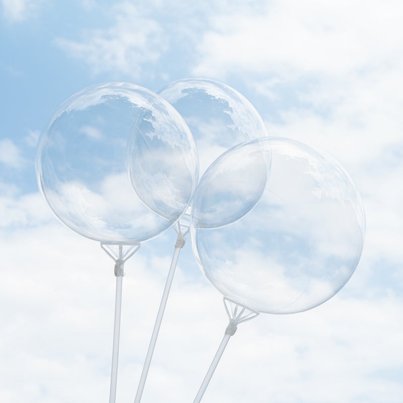 Restaurantware-Balloonify 20 Inch Clear Bobo Balloons, 10 Transparent Balloons - Color Handles, Air Or Helium, Plastic Bobo Balloons, Decoration For Birthday, Wedding, Or Graduation - Image 3