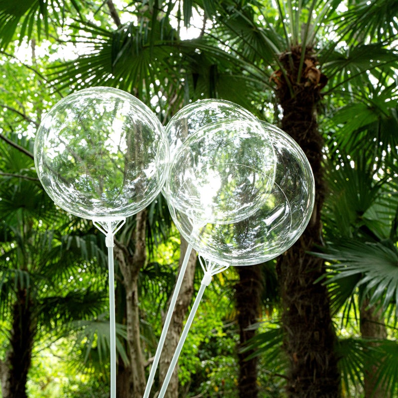 Restaurantware-Balloonify 20 Inch Clear Bobo Balloons, 10 Transparent Balloons - Color Handles, Air Or Helium, Plastic Bobo Balloons, Decoration For Birthday, Wedding, Or Graduation - Image 5