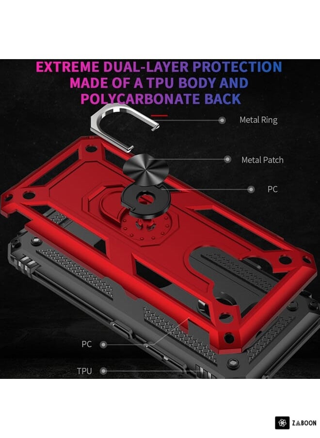 For LG Harmony 4 Shockproof TPU + PC Protective Case with 360 Degree Rotating Holder(Black)
