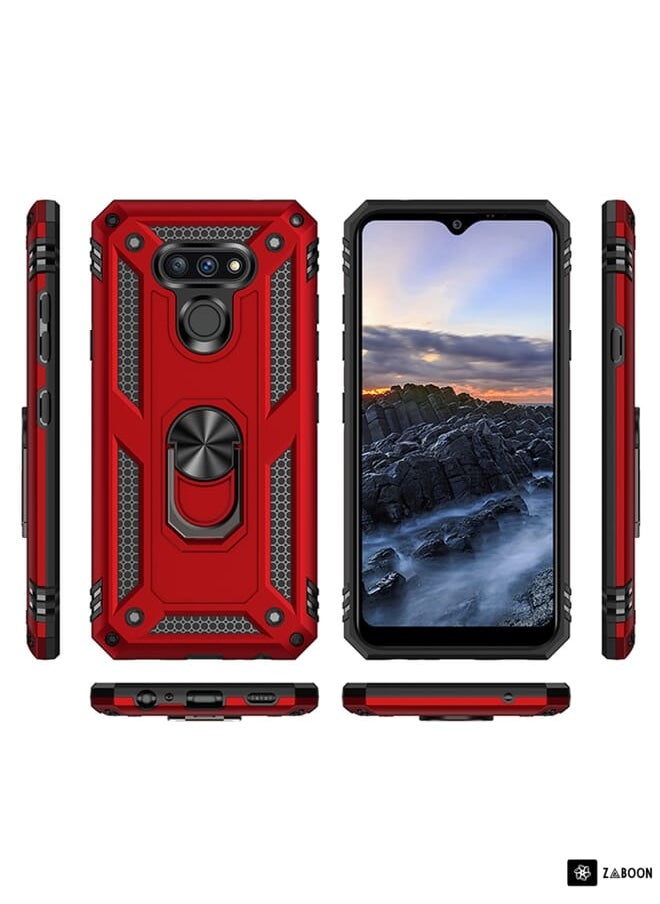 For LG Harmony 4 Shockproof TPU + PC Protective Case with 360 Degree Rotating Holder(Black)