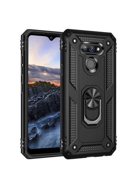 For LG Harmony 4 Shockproof TPU + PC Protective Case with 360 Degree Rotating Holder(Black)
