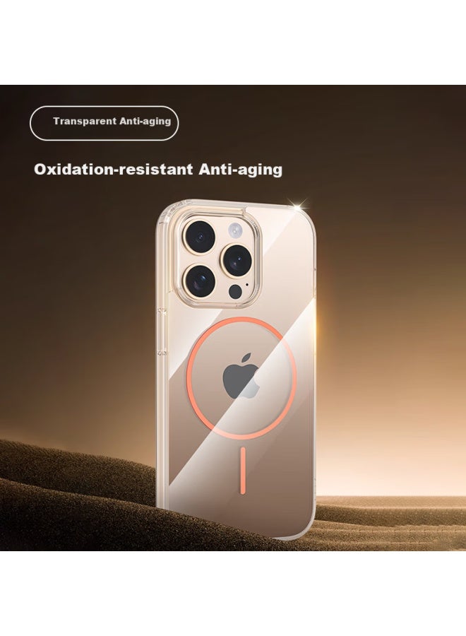 Shangsu Transparent Magnetic Phone Case For Iphone 16, Full Protection Anti-drop Slim Lightweight Clear Oxidation-resistant Case With Fine Ring For Men And Women, Titanium Blue - Image 2