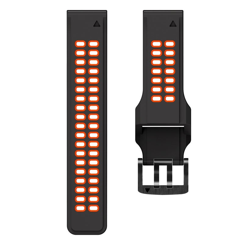 S-TOP For Garmin Fenix 6 Quick Release Double Row Silicone Watch Band(Black Red) - Image 2
