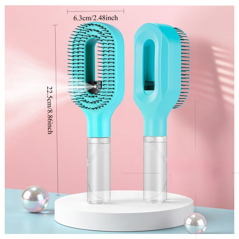 Purple 2 In 1 Portable Hairbrush With Water Spray For Detangling And Styling - Image 4