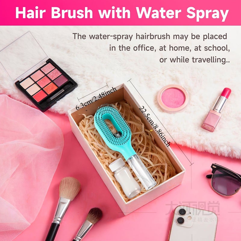Purple 2 In 1 Portable Hairbrush With Water Spray For Detangling And Styling - Image 5