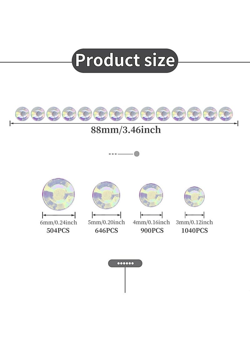 3090 Pcs 4 Sheets Rhinestone Stickers 3/4/5/6 mm Self Adhesive Craft Rhinestones Gems for Face Eyes Makeup Hair Body - Image 4