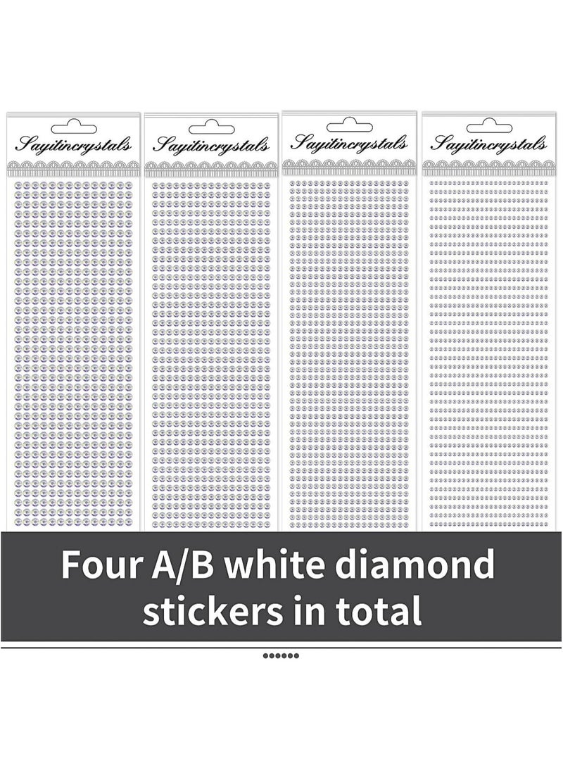 3090 Pcs 4 Sheets Rhinestone Stickers 3/4/5/6 mm Self Adhesive Craft Rhinestones Gems for Face Eyes Makeup Hair Body - Image 2