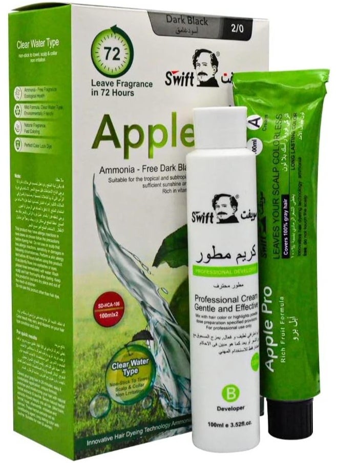 Swift Apple Ammonia Free Hair Color 02 Dark Black  - Image 1