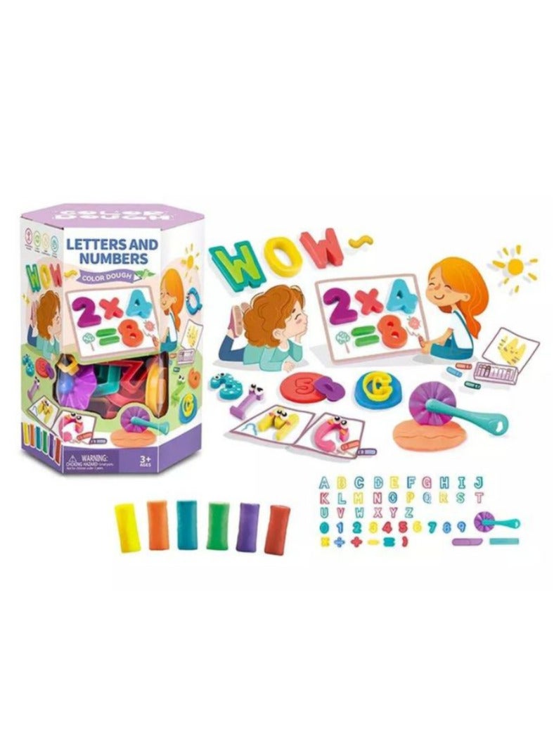 Letters and Numbers Color Dough Set, Educational Learning Toy with Moulds, Ages 3+