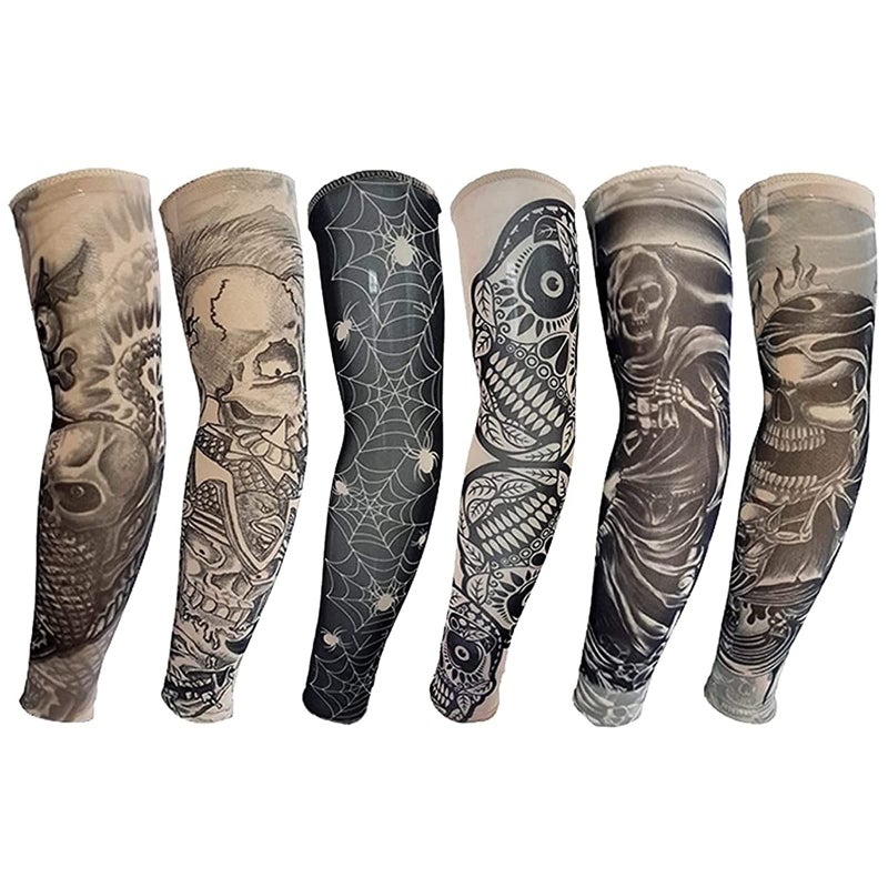 YARIEW Tattoo Sleeves for Men, 6Pcs Arm Sleeves Fake Tattoos Sleeves to Cover Arms Sun Protection Sleeves Tattoo Sleeve Covers Temporary Tattoo Sleeves for Men Halloween (Set 2) - Image 1