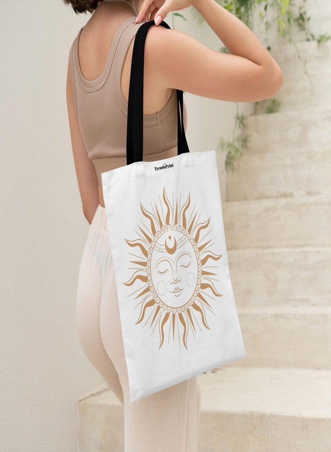 TrendoPrint Canvas White Tote Bags for Women with Zip 15Kgs Capacity, College Bag for Girls, 100% Organic Cotton Tote Bag for Shopping, Travel &Beach WT25-04 - Image 2