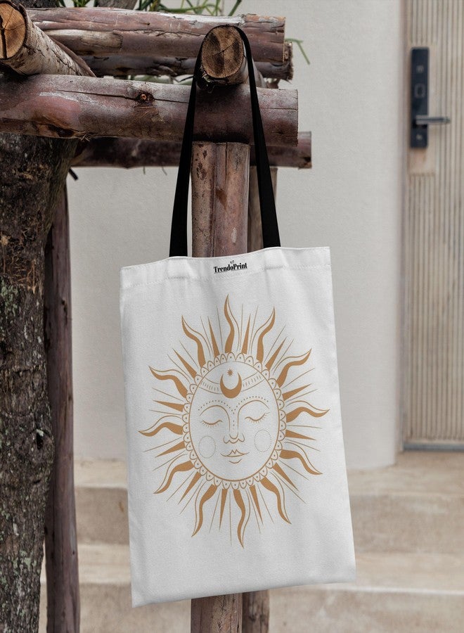 TrendoPrint Canvas White Tote Bags for Women with Zip 15Kgs Capacity, College Bag for Girls, 100% Organic Cotton Tote Bag for Shopping, Travel &Beach WT25-04 - Image 4