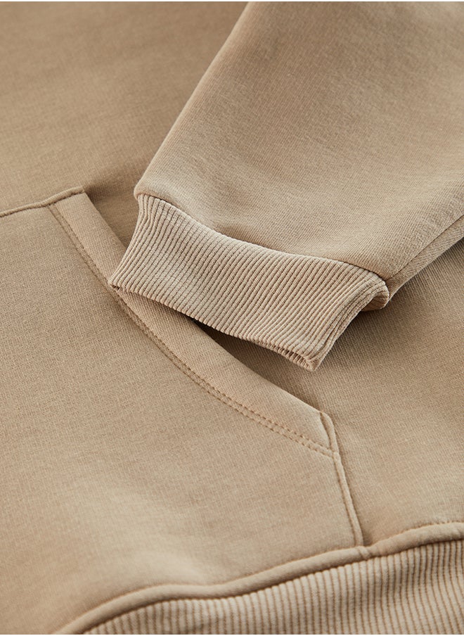 trendyol - Mink Men's Oversize Hooded Animal Embroidery Fleece Inner Sweatshirt. - Image 1
