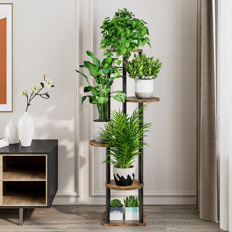 AZERPIAN Plant Stand Indoor 5 Tier Metal Plant Shelf for Multiple Plants Corner Tall Flower Holders for Living Room Balcony Bedroom Patio Garden (Black, 5 Tier) - Image 2