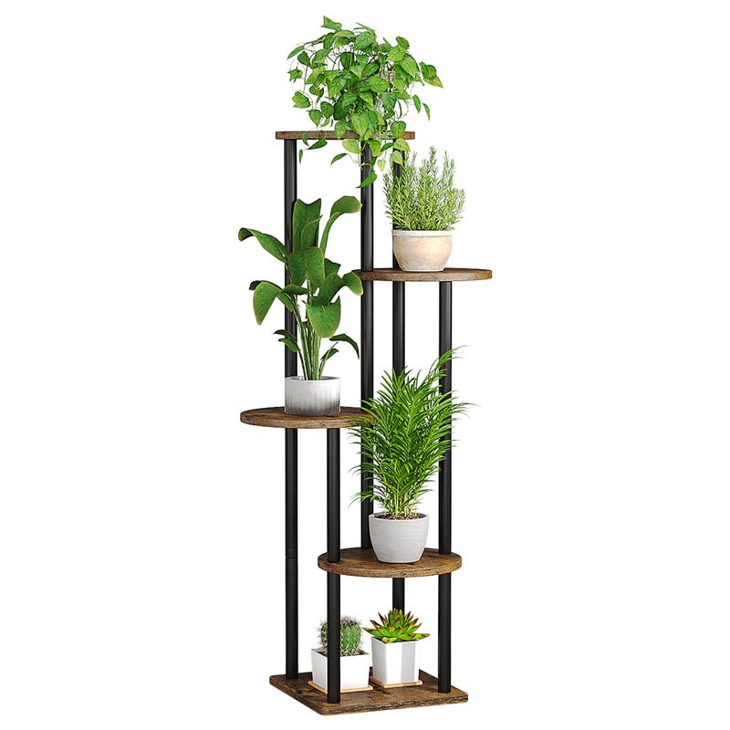 AZERPIAN Plant Stand Indoor 5 Tier Metal Plant Shelf for Multiple Plants Corner Tall Flower Holders for Living Room Balcony Bedroom Patio Garden (Black, 5 Tier) - Image 1