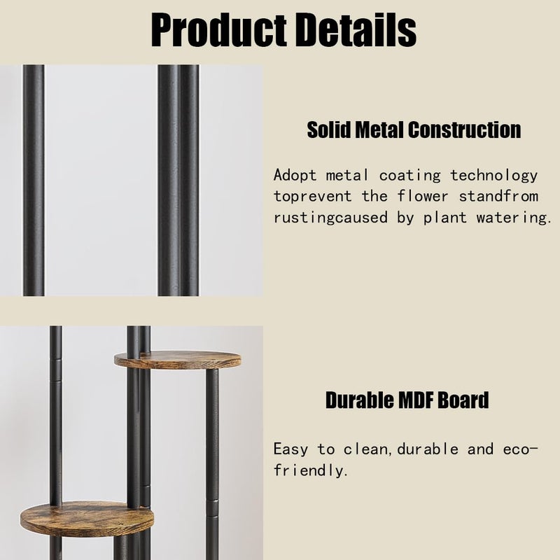 AZERPIAN Plant Stand Indoor 5 Tier Metal Plant Shelf for Multiple Plants Corner Tall Flower Holders for Living Room Balcony Bedroom Patio Garden (Black, 5 Tier) - Image 5