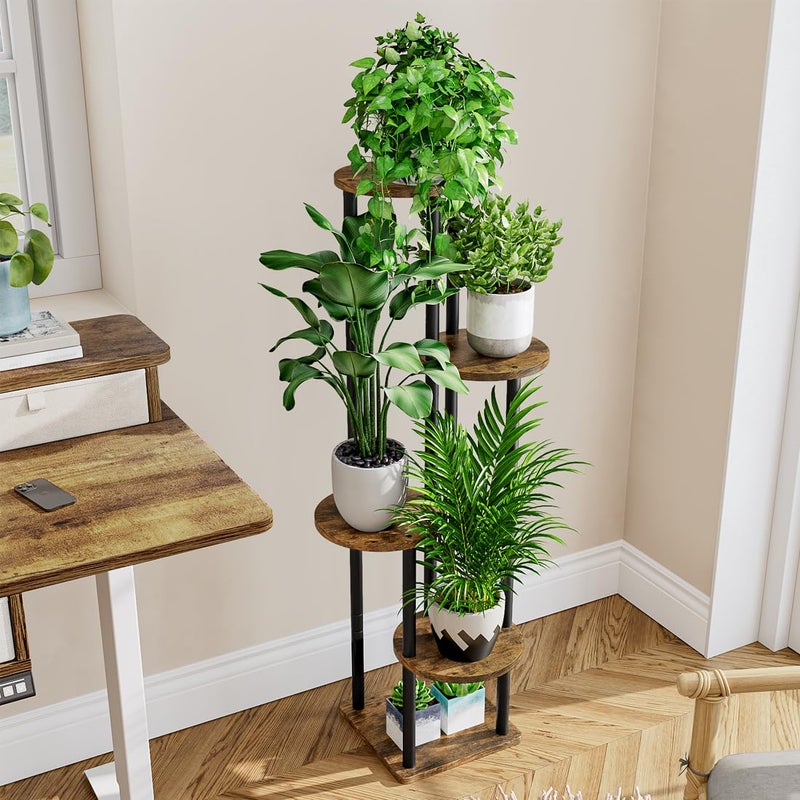 AZERPIAN Plant Stand Indoor 5 Tier Metal Plant Shelf for Multiple Plants Corner Tall Flower Holders for Living Room Balcony Bedroom Patio Garden (Black, 5 Tier) - Image 3