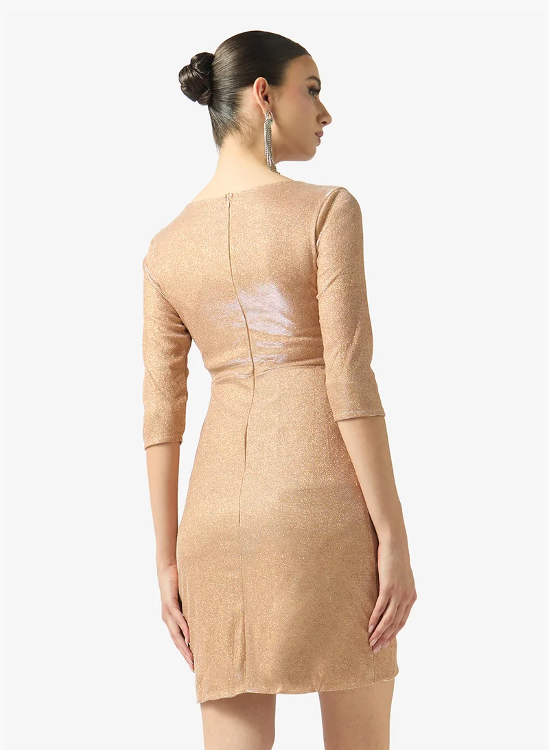 FYOR  Gold Shimmer Wrap Mini Dress for Women | Best Price UAE