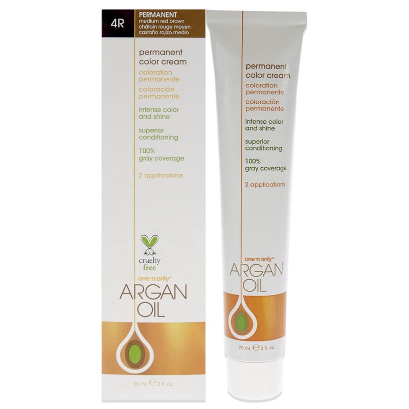 One N Only One N' Only Permanent Hair Color - Permanent Hair Dye Made with Argan Oil - Delivers Rich, Accurate Tones with Gray Coverage - Improves Moisture & Elasticity - 4R Medium Red Brown (3 oz) - Image 1