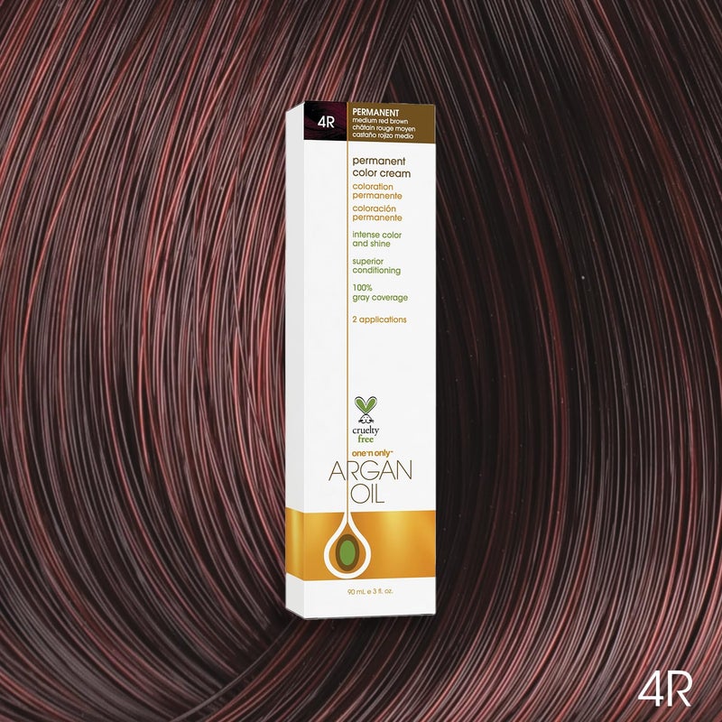 One N Only One N' Only Permanent Hair Color - Permanent Hair Dye Made with Argan Oil - Delivers Rich, Accurate Tones with Gray Coverage - Improves Moisture & Elasticity - 4R Medium Red Brown (3 oz) - Image 2