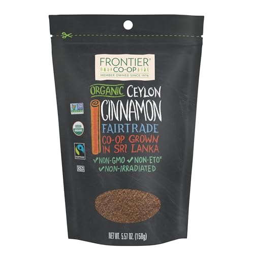Frontier Co-op Organic Fairtrade Ground Ceylon Cinnamon Powder, Refill for Shaker, Baking, Beverages, and Cooking, Kosher | 5.57 Ounce (Pack of 1) - Image 1