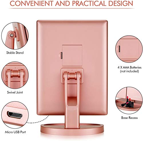 Infitrans Trifold Makeup Mirror Vanity Mirror with Lights,1X 2X 3X Magnification,Touch Screen,180 Adjustable Rotation,Portable Travel Bathroom Cosmetic Mirror - Image 4