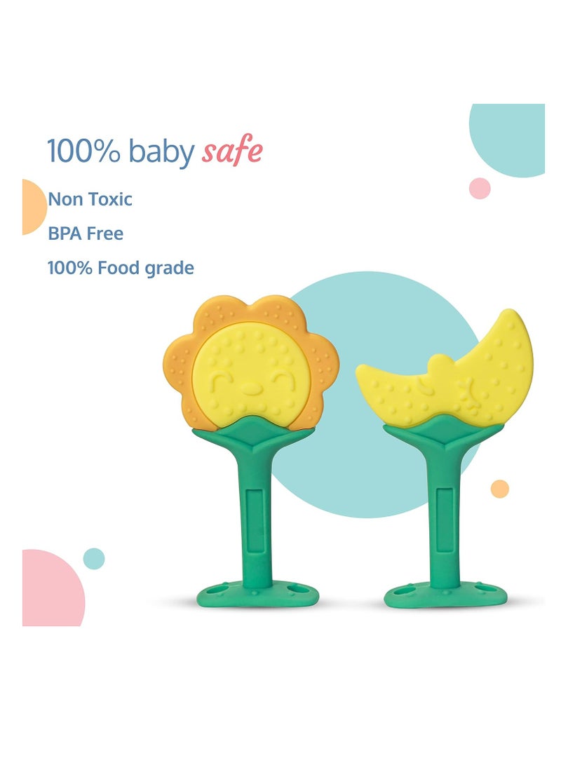 Luvlap Sunshine Silicone Teether, Dual Design Pack (Yellow), 3m+, Ideal teether for 6 to 12 Months Baby, BPA Free Teething Toys for Babies, 2 pcs - Image 4