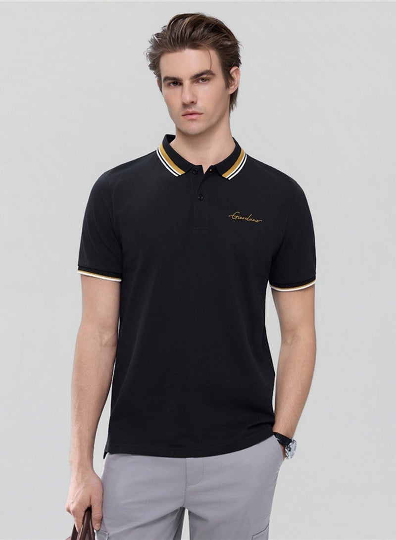 GIORDANO Men’s Slim Pique Polo with Contrast Collar & Signature Embroidery - Image 1