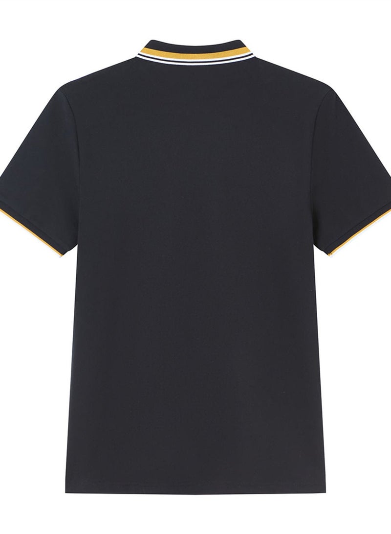 GIORDANO تي شيرت بولو ضيق للرجال مع ياقة متباينة وتطريز مميز - Image 4