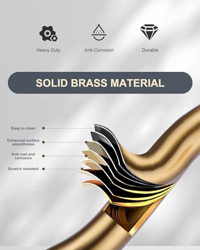 WOWOW Gold Bridge Kitchen Faucet 2 Hole Antique Brass Bridge Faucet 2 Handle 8 Inch Centerset Farmhouse Kitchen Sink Faucet 360° Swivel Vintage Tap - Image 3