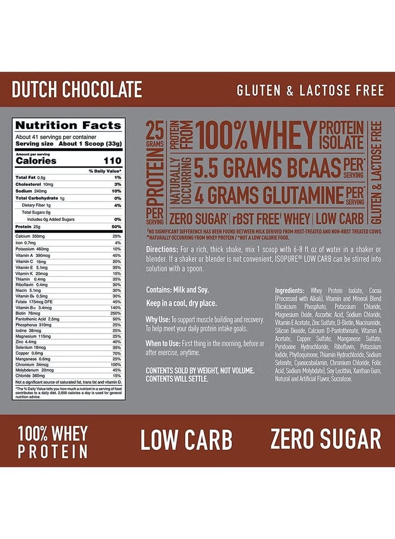 Isopure Low Carb Protein,  Dutch Chocolate Flavour, 3 Lb - Image 3