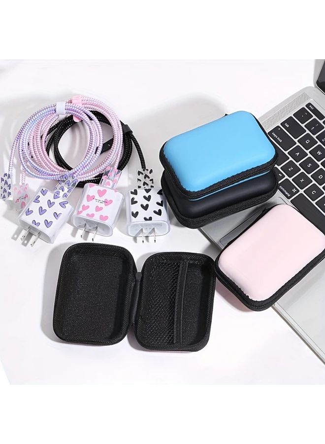 6 Piece Data Cable Organizer Set With Fast Charging TPU Protective Cases In Love Blue - Image 3