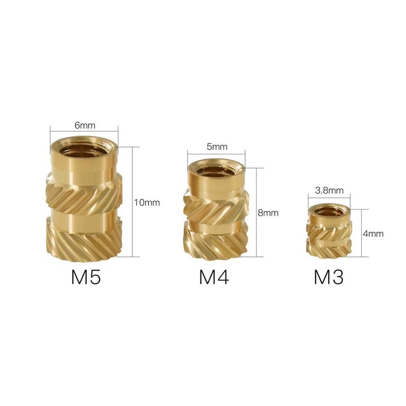 3DINNOVATIONS Brass Nuts Inserts Embedment Nut M3 M4 M5 Thread Brass Knurled Nuts Threaded Heat Set for 3D Printed Parts Moulded Parts 3D Printer and More Projects 10pcs EachSet of 30pcs - Image 2