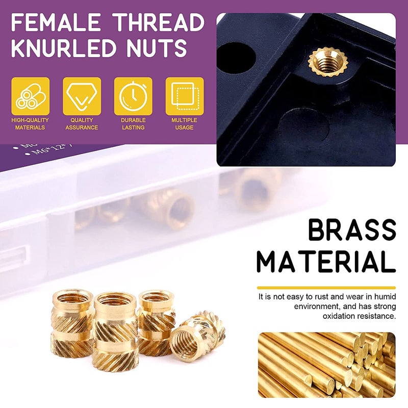 3DINNOVATIONS Brass Nuts Inserts Embedment Nut M3 M4 M5 Thread Brass Knurled Nuts Threaded Heat Set for 3D Printed Parts Moulded Parts 3D Printer and More Projects 10pcs EachSet of 30pcs - Image 5