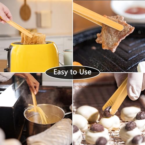 Armrouns Reusable Bamboo Toast Tongs 2 Pcs, 7 inch Wooden Toaster Tongs For Cooking & Holding, Nature Wooden Kitchen Utensil For Cheese Bacon Muffin Fruits Bread - Image 5