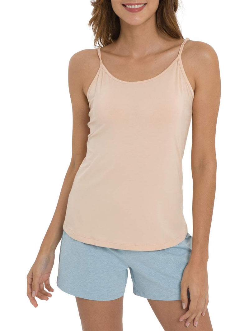 GYS Women's Bamboo Viscose Camisole Undershirt Adjustable Spaghetti Strap Layering Tank Top, Beige, Small - Image 1