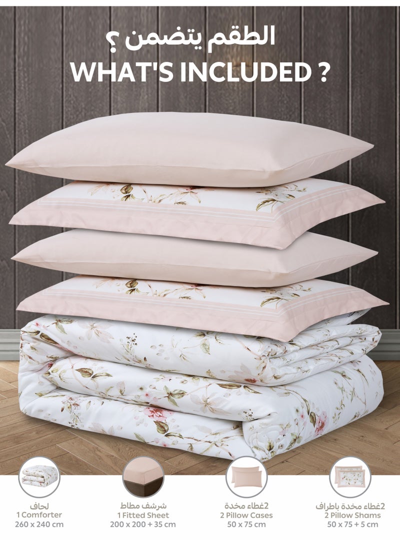 Doona Printed 6-Pcs King Comforter Bedding Set Fits 200x200cm -Includes Comforter, Fitted Sheet, Pillow Shams & Pillowcases – Soft Microfiber Fabric with Soft 350 GSm Filling - Image 4