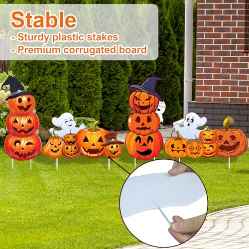 GameXcel Halloween Decorations Outdoor Yard Signs - Halloween Ghost Pumpkin 3-tiered Decor Yard Stakes Prop for Lawn Decorations Outdoor Garden Home Party Decor - Image 4