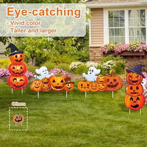 GameXcel Halloween Decorations Outdoor Yard Signs - Halloween Ghost Pumpkin 3-tiered Decor Yard Stakes Prop for Lawn Decorations Outdoor Garden Home Party Decor - Image 5