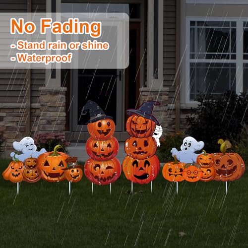 GameXcel Halloween Decorations Outdoor Yard Signs - Halloween Ghost Pumpkin 3-tiered Decor Yard Stakes Prop for Lawn Decorations Outdoor Garden Home Party Decor - Image 3