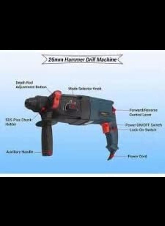 ABBASALI Rotary hammer Drill Machine 2-26mm-2200W demolition hammer 5 pieces Extra bit & 1Pair Hand Gloves - Image 2