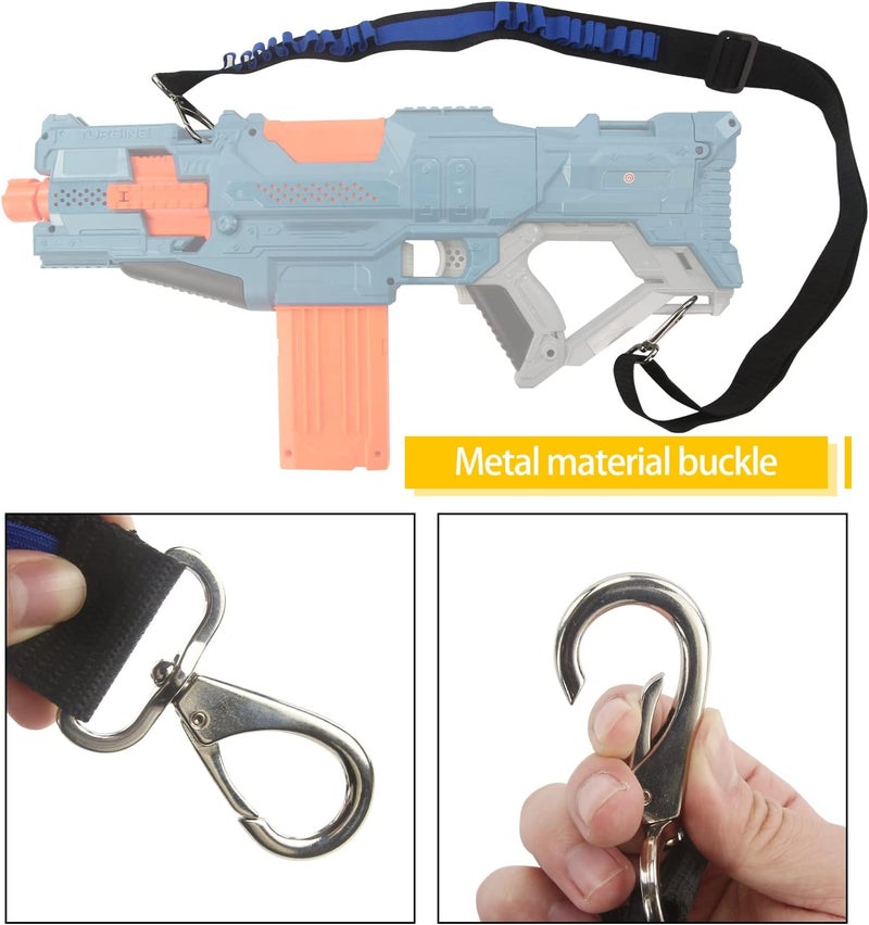EKIND Toy Gun Bullet Shoulder Strap Darts Bandolier Kit Ammo Storage Holder Compatible for Nerf Elite Blasters (2 Point Tactical Shoulder Strap - Blue) - Image 4