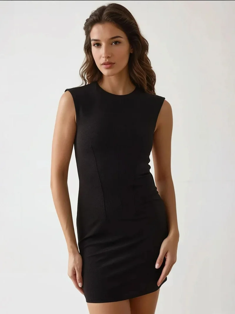 HICCUP Crew Neck Fitted Mini Dress