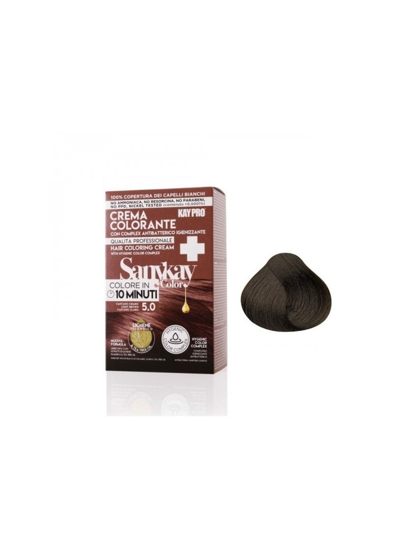 KayPro SANYKAY Hair Colouring Cream  in light brown 5.0 colour with tea tree extract, ammonia-free resorcinol-free paraben-free paraffin-free - Image 1
