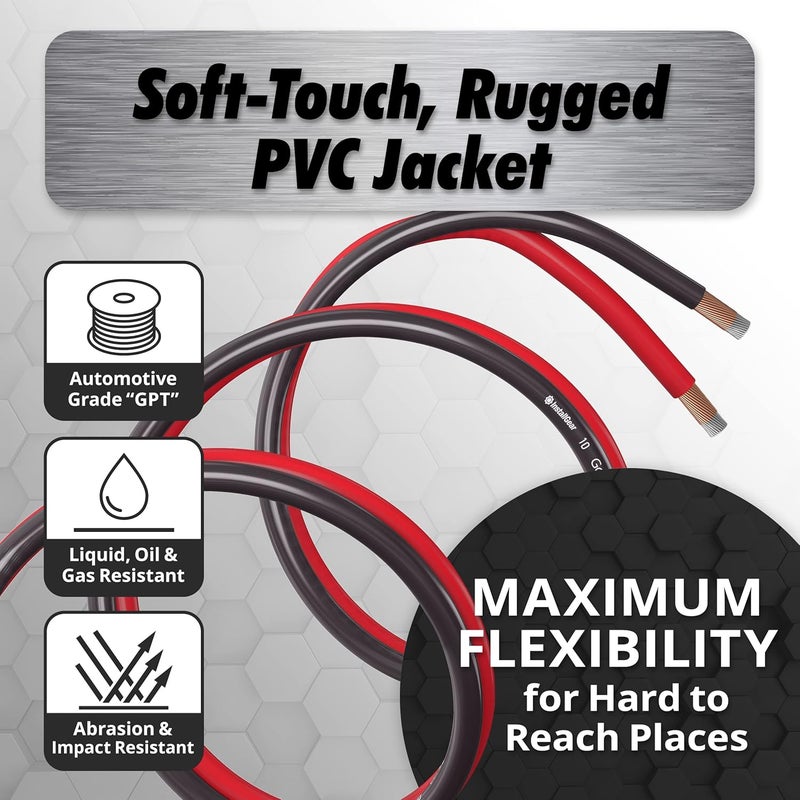 InstallGear 10 Gauge Wire (50ft) Copper Clad Aluminum CAA - Primary Automotive Wire, Car Amplifier Power & Ground Cable, Battery Cables, Car Audio Speaker Stereo, RV Trailer Wiring Welding Cable 10ga - Image 5