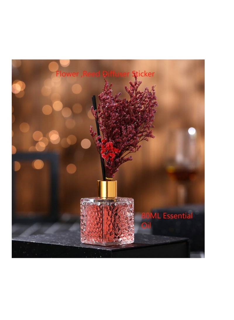 Rose Fraganced  80ml Flower Reed Diffuser Set Scent Diffuser With Sticks Home Fragrance Flower Diffuser For Home Office Bathroom Shelf  - Image 2